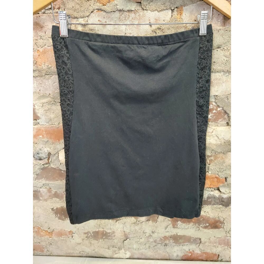Ashro Womens Bodycon Pencil Skirt 1X Black Stretch Lace Side Panel